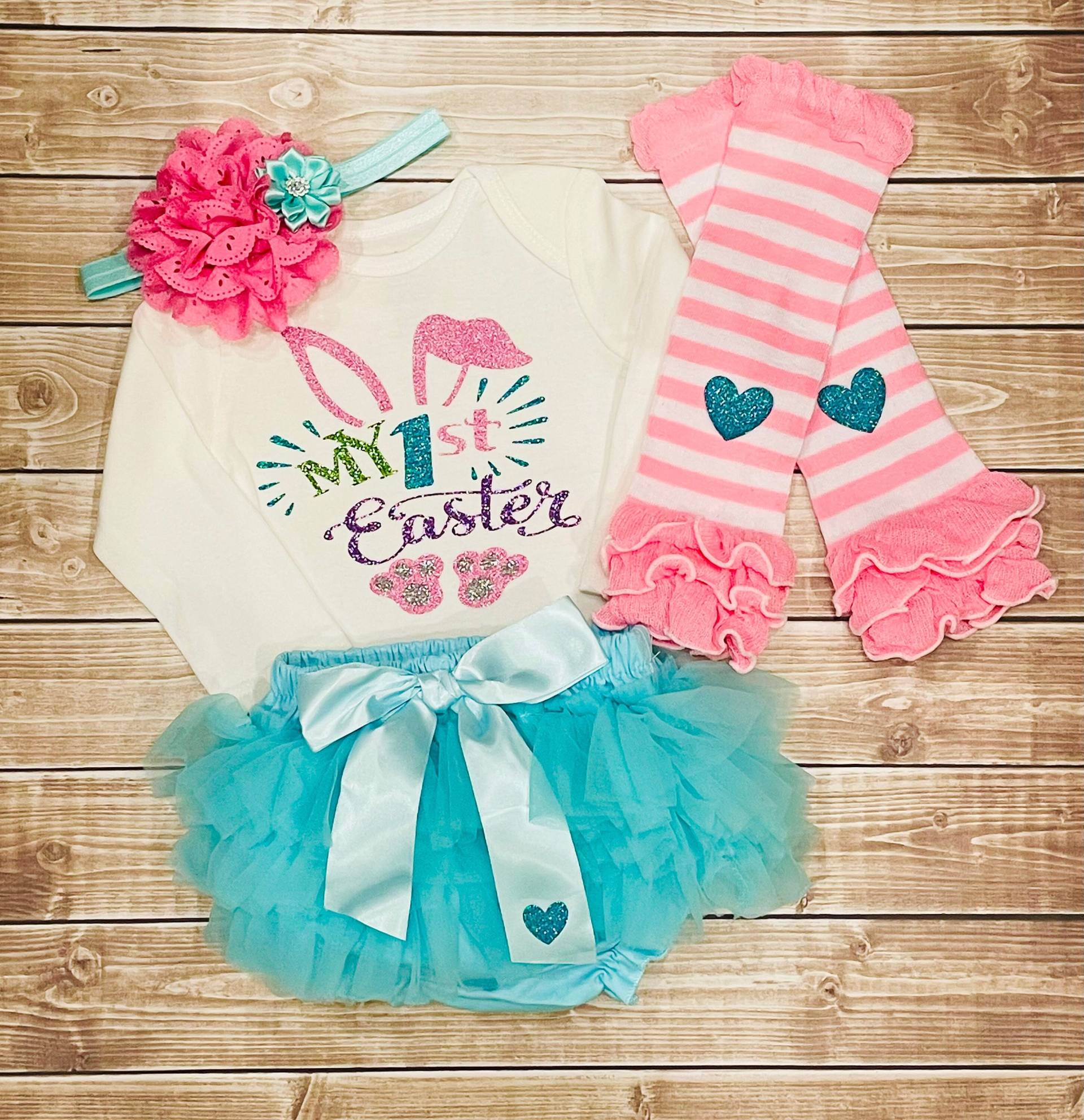 Girls 1st Oster Outfit, Mein Erstes Ostern Baby Mädchen Outfit, Ersten Ostertag, Bunny Urlaub Body, Ostern Body von CutieCouture4u2