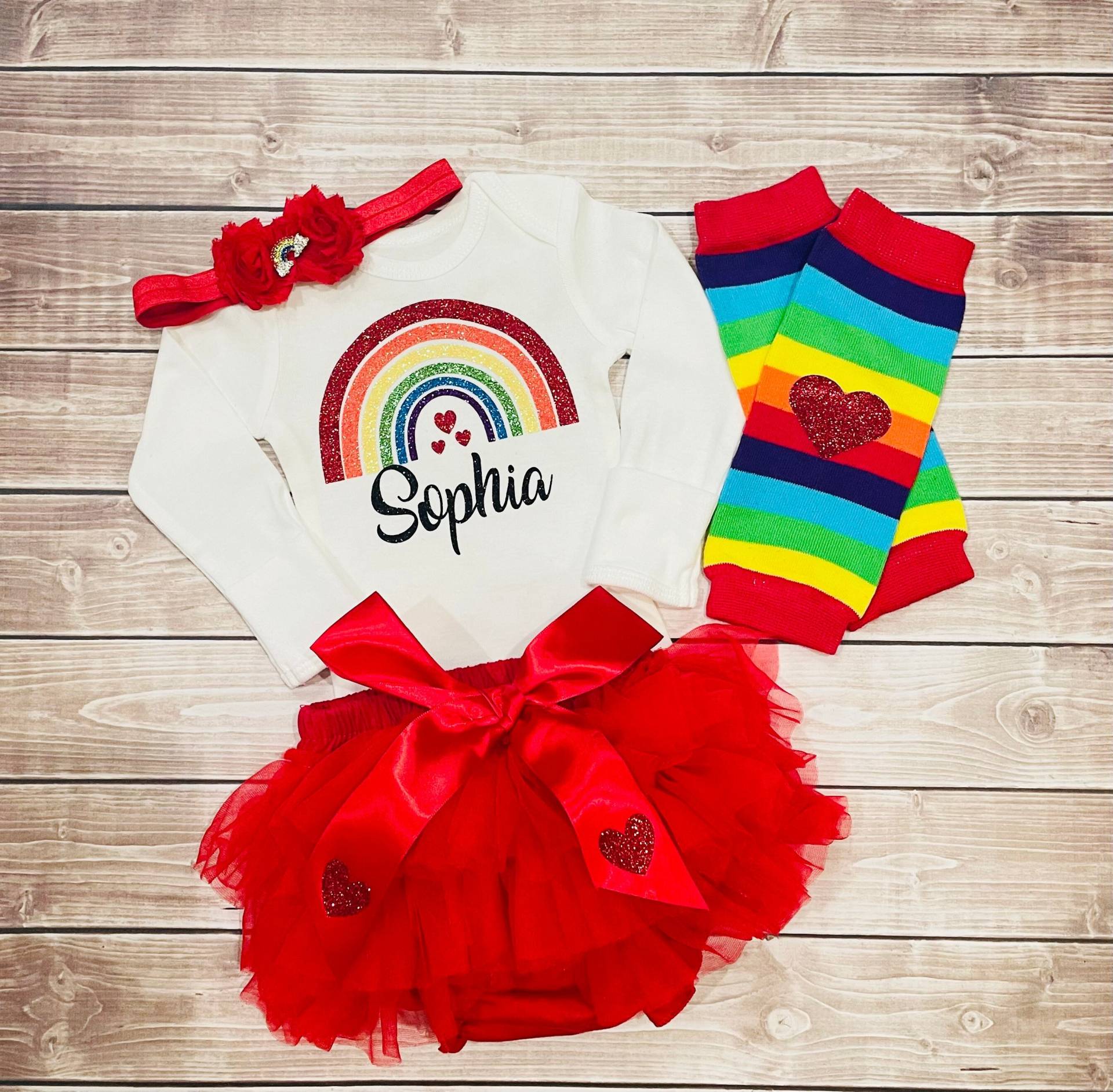 Regenbogen Baby Outfit, Personalisiertes Baby Mädchen Outfit, Take Me Home, Miracle Regenbogen Body, Coming Home von CutieCouture4u2