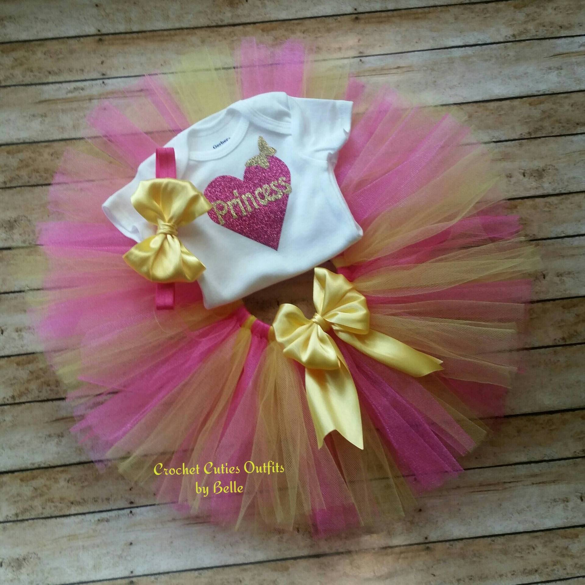 Baby Tutu Outfit Für Mädchen Pink & Gelb Cake Smash, Photo Prop von CutieOutfitsbyBelle