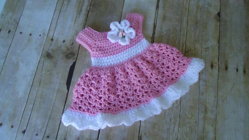 Babykleid, Häkeln Rosa Nach Hause Kommen Kleid, Baby-Dusche-Geschenk, Kleid Für Baby-Mädchen, Säuglinge Vestido De Bebe Nina von CutieOutfitsbyBelle