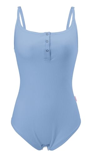 CutiePlusU Baumwolle Knopf Schritt Erwachsene Onesie Bodysuit Pyjamas Verstellbare Träger Bodysuit mit Riemenrücken-Azur M CutiePlusU Baumwolle Knopf Schritt Erwachsene Onesie Bodysuit Pyjamas Verstellbare Träger Bodysuit mit Riemenrücken-Azur M von CutiePlusU