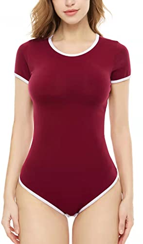 CutiePlusU Baumwolle Knopf im Schritt Bodysuit Erwachsene Onesie Pyjamas Classics 2 Pack Rot XS von CutiePlusU