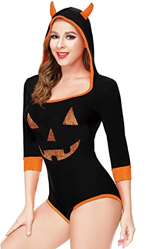 CutiePlusU Baumwolle Knopf im Schritt Bodysuit Strampler Onesie Pyjamas - Little Devil Schwarz XS von CutiePlusU