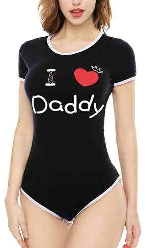 CutiePlusU Baumwolle Knopf im Schritt Bodysuits Erwachsene Strampler Basics Onesie- Ich liebe Daddy Schwarz M CutiePlusU Baumwolle Knopf im Schritt Bodysuits Erwachsene Strampler Basics Onesie- Ich liebe Daddy Schwarz M von CutiePlusU