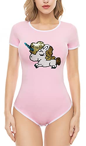 CutiePlusU Baumwolle Knopf im Schritt Bodysuits Erwachsene Strampler Onesie Basics Pink XXL von CutiePlusU