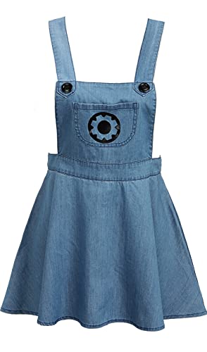 CutiePlusU Button Crotch Onesie Erwachsene Strampler Bodysuit Kostüm- Despicable Denim Overalls Rock Blau 3XL von CutiePlusU