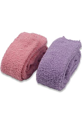 CutiePlusU Coral Fleece Socken Winter Warm Over Knee High Socken Soft Fuzzy Thigh High Socken 2 Pack Purple+Pink von CutiePlusU