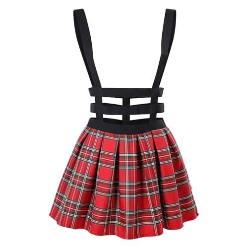 CutiePlusU Damen Faltenrock Schulmädchen Kurz Kariert Plissee Mini Pinafore Rock A Linie - XL von CutiePlusU
