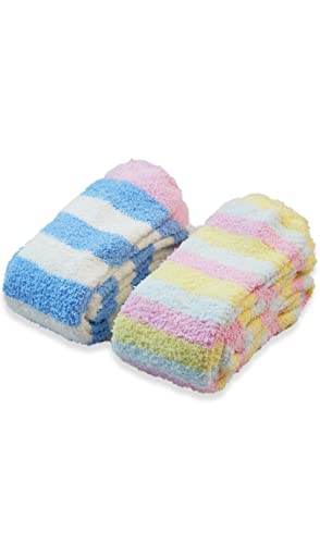 CutiePlusU Gestreifte Coral Fleece Winter Warm Over Knee High Socken - Soft Fuzzy Thigh High 2 Pack von CutiePlusU