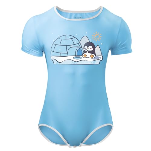 CutiePlusU Männer Baumwolle Knopf im Schritt Bodysuits Erwachsene Strampler Onesie für Männer drucken-Der Pinguin Azur L von CutiePlusU