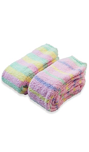 CutiePlusU Striped Coral Fleece Socken Winter Warm Over Knee High Socken Soft Fuzzy Thigh High Socken 2 Pack von CutiePlusU