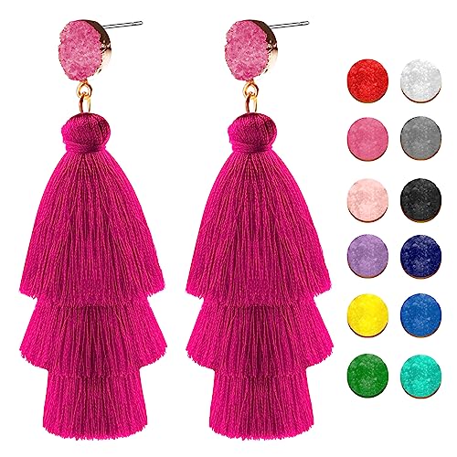 Boho Quasten Ohrringe,Quasten Anhänger,Unregelmäßige Ohrringe,Earrings Bohemian,Rote Quastenohrringe Damen,Sommer Schmuck von Cutiland