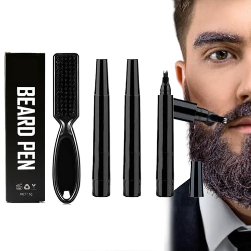 Bartfüllerstift,Bartstift für Männer,Bartstift Schwarz,Wasserfester Bartstift,Beard Filler Pencil,Wasserfester Bartstift für Herren,Bartstift Füllset Füllen Schnurrbart (Schwarz, Bartstift Füllset-B) von Cutiolly