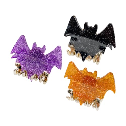 3 Stück Fledermaus Haarspange, Halloween Haaraccessoires Gothic Fledermaus Haarklammer Rutschfeste Haarklaue Mittelgroß Haarspangen Damen Haarspange Aus Acryl Halloween Accessoires Für Mädchen von CutitiUU