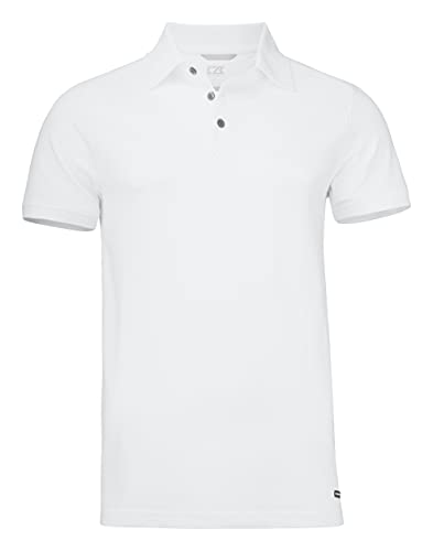 Cutter & Buck Advantage Poloshirt für Herren | Größe M | Weiß | Drytec Cotton + 35 UV-Schutz | Herren Poloshirt Kurzarm | Polohemd Herren | Basic Polo Shirt von Cutter & Buck