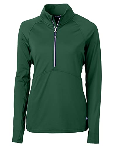 Cutter & Buck Damen Langärmeliger Adapt Eco Knit Pullover mit Halbem Reißverschluss Hemd, Jäger, 3XL von Cutter & Buck