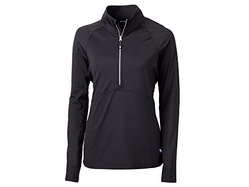 Cutter & Buck Damen Langärmeliger Adapt Eco Knit Pullover mit Halbem Reißverschluss Hemd, Schwarz, M von Cutter & Buck