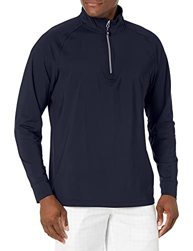 Cutter & Buck Herren Langärmeliger Adapt Eco Knit Pullover mit Viertelreißverschluss Hemd, Marineblau, Large Hoch von Cutter & Buck