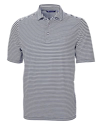 Cutter & Buck Herren Short Sleeve Virtue Eco Pique Stripe Recycled Polo Shirt Polohemd, Marineblau, 3X-Groß von Cutter & Buck