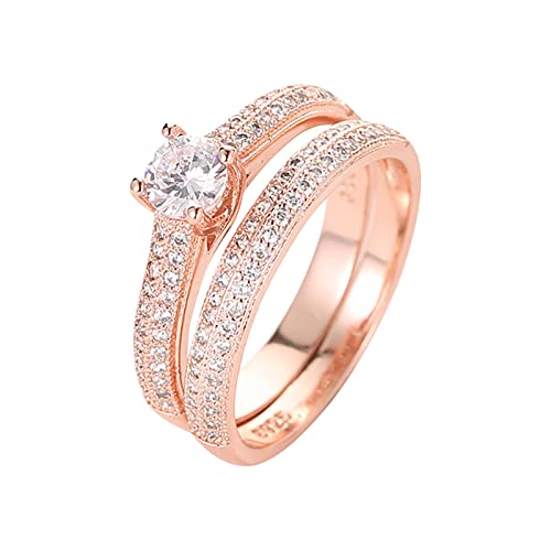 Cuwtheugwg Biker Ringe Herren Paarringe mit Diamanten für Damen Modeschmuck Beliebte Accessoires Ringe Für Daumen Damen (Rose Gold, 10) von Cuwtheugwg