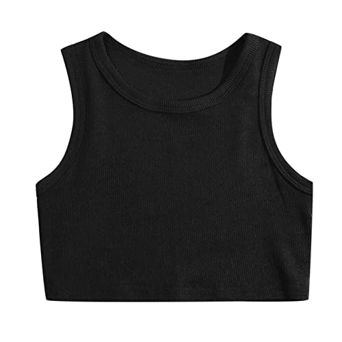 Tunika Schwarz Kleinkind Kinder Mädchen Tanz Tank Top Racerback Crop Tank Top Ärmelloses Sport Tanz Top für Ballett Gymnastik Dancewear Bauchfreie Shirts Mädchen (Black, 3-4 Years) von Cuwtheugwg