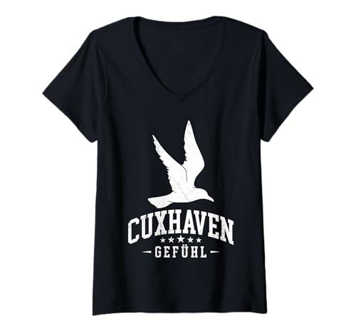 Damen Cuxhavener CUXHAVEN GEFÜHL Lustiges Cuxhaven T-Shirt mit V-Ausschnitt von Cuxhaven Geschenk Nordsee Shirt Cuxhavener