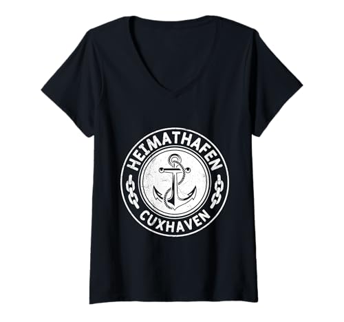 Damen Cuxhavener Heimathafen CUXHAVEN Lustiges Nordsee T-Shirt mit V-Ausschnitt von Cuxhaven Geschenk Nordsee Shirt Cuxhavener