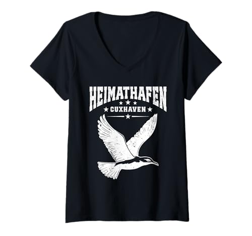 Damen Cuxhavener Heimathafen CUXHAVEN Lustiges Nordsee Urlaub T-Shirt mit V-Ausschnitt von Cuxhaven Geschenk Nordsee Shirt Cuxhavener