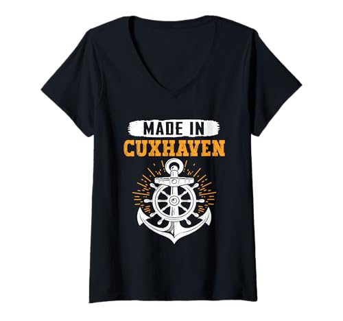 Damen Cuxhavener Made IN CUXHAVEN Lustiges Nordsee Urlaub T-Shirt mit V-Ausschnitt von Cuxhaven Geschenk Nordsee Shirt Cuxhavener