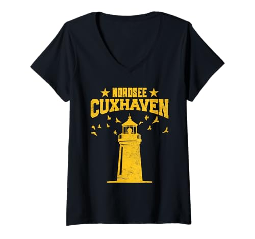 Damen Cuxhavener NORDSEE CUXHAVEN Urlaub Lustiges Nordsee T-Shirt mit V-Ausschnitt von Cuxhaven Geschenk Nordsee Shirt Cuxhavener