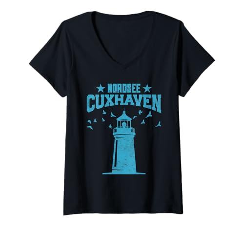 Damen Cuxhavener NORDSEE CUXHAVEN Urlaub Lustiges Nordsee T-Shirt mit V-Ausschnitt von Cuxhaven Geschenk Nordsee Shirt Cuxhavener