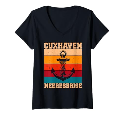 Damen Cuxhavener Nordsee CUXHAVEN MEERESBRISE Lustig Cuxhaven T-Shirt mit V-Ausschnitt von Cuxhaven Geschenk Nordsee Shirt Cuxhavener