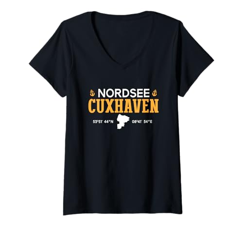 Damen NORDSEE CUXHAVEN Urlaub Lustiges Cuxhavener T-Shirt mit V-Ausschnitt von Cuxhaven Geschenk Nordsee Shirt Cuxhavener