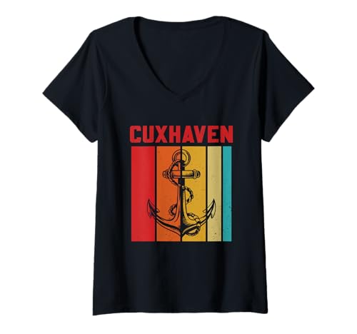 Damen NORDSEE CUXHAVEN Urlaub Lustiges Cuxhavener T-Shirt mit V-Ausschnitt von Cuxhaven Geschenk Nordsee Shirt Cuxhavener