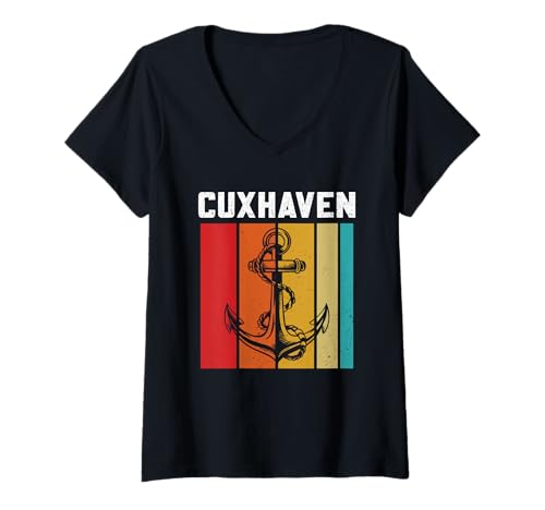 Damen NORDSEE CUXHAVEN Urlaub Lustiges Cuxhavener T-Shirt mit V-Ausschnitt von Cuxhaven Geschenk Nordsee Shirt Cuxhavener