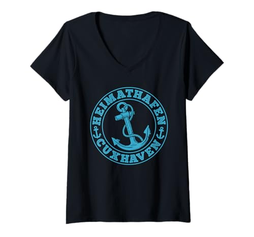 Damen Nordsee Heimathafen CUXHAVEN Urlaub Lustig Cuxhavener T-Shirt mit V-Ausschnitt von Cuxhaven Geschenk Nordsee Shirt Cuxhavener