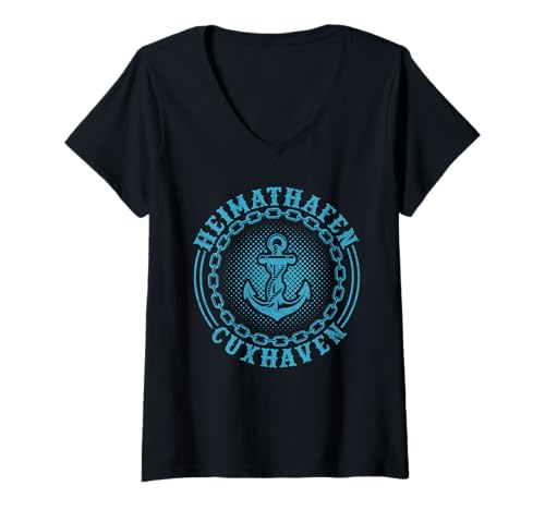 Damen Nordsee Heimathafen CUXHAVEN Urlaub Lustig Cuxhavener T-Shirt mit V-Ausschnitt von Cuxhaven Geschenk Nordsee Shirt Cuxhavener