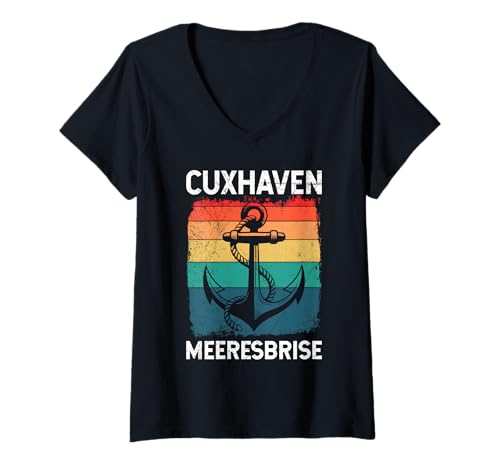 Damen Nordsee Urlaub CUXHAVEN MEERESBRISE Lustig Cuxhavener T-Shirt mit V-Ausschnitt von Cuxhaven Geschenk Nordsee Shirt Cuxhavener