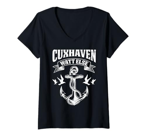 Damen Nordsee Urlaub CUXHAVEN WATT Else Lustig Cuxhavener T-Shirt mit V-Ausschnitt von Cuxhaven Geschenk Nordsee Shirt Cuxhavener