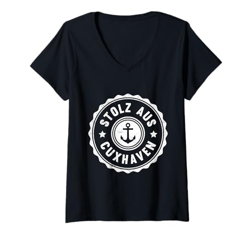 Damen Nordsee Urlaub STOLZ AUS CUXHAVEN Lustig Cuxhavener T-Shirt mit V-Ausschnitt von Cuxhaven Geschenk Nordsee Shirt Cuxhavener