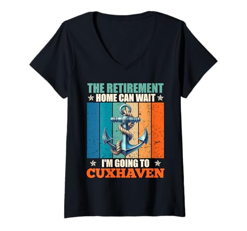 Damen Opa ALTERSHEIM KANN WARTEN ICH FAHR NACH CUXHAVEN T-Shirt mit V-Ausschnitt von Cuxhaven Geschenk Nordsee Shirt Cuxhavener