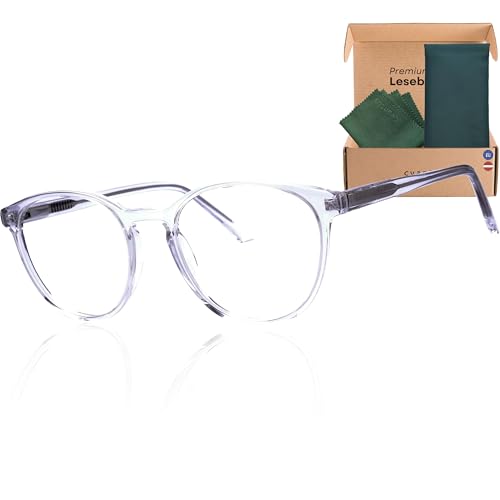 Cvantus Premium Lesebrille | Verschreibungsbrillen-Qualität - Hergestellt von Optikern | Blaulicht- und UV-Blocker, Antireflex, Antistatisch | Durchsichtig Rund Lesebrille Herren & Damen +1.00 von Cvantus