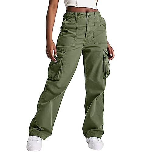 Cvanxluy Baggy Jeans Damen Weitem Bein High Waist Multi Taschen Y2k Arbeitshose Damen Lange Reißverschluss Baggy Damenhose Frauen Casual Sport Jogginghose Damen Outdoor Damen Sporthose von Cvanxluy