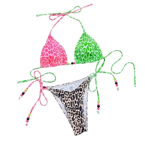 Cvanxluy Bikini Damen Set High Waist V Ausschnitt Bikini Set Schwimmanzug Günstig Überkreuztes Badeanzug Bademode Wickeloptik Sexy Swimsuits Swimsuit Curvy Zweiteiler Badebekleidung Badeanzüge von Cvanxluy