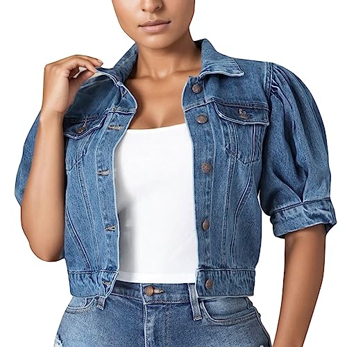 Cvanxluy Damen Jeansjacke Vintage Trendige Outdoorjacke Übergangs Denim Jacke Aesthetic Streetwear Jacken für Frauen Lässige Übergroße Jeans Jacke Damen-Jacken Jeansjacke Ladies Kurzjacke von Cvanxluy