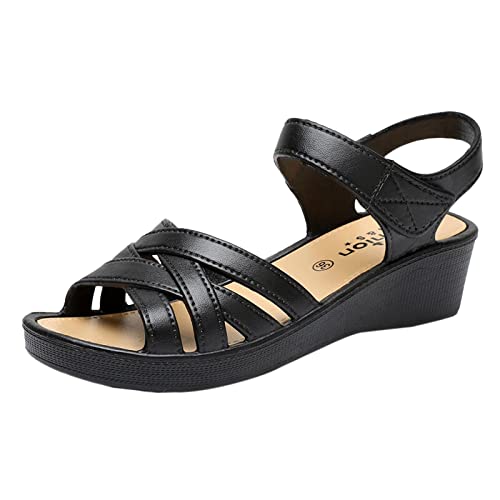 Cvanxluy Damen Pantoletten Mit Fußbett Weite H Niedriger Damen Sandalen Weiß Tennisschuhe Bohemian Mit Gummiboden Sandaletten Mit Verstellbarer Klettverschluss Barfuss Keilsandalen von Cvanxluy