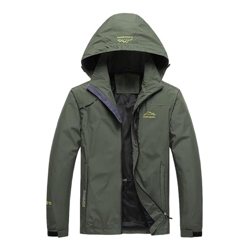 Cvanxluy Herren Winterjacke mit Kapuze Winddicht Allwetterjacke Wintermantel Unisex Langarm Arbeitsjacke Regenjacken Große Größen Wandern Regenmantel Sportjacke Elegant Wanderjacke Softshelljacke von Cvanxluy