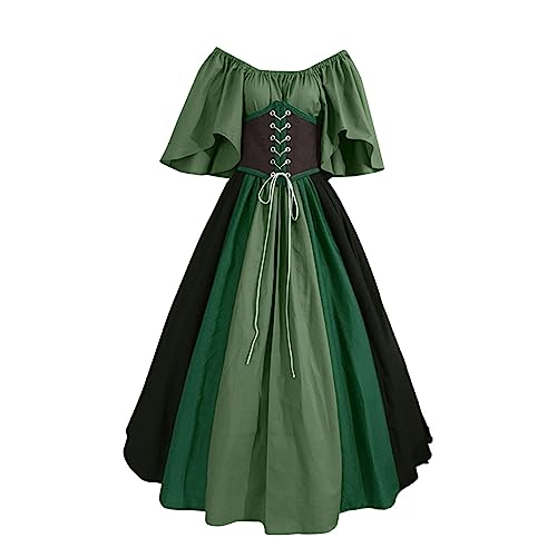 Cvanxluy Mittelalter Kleid Damen Große Größen Fasching Mittelalter Kostüm Kleidung Party Schwarz Kleid Abendkleid Hoher Taille Gothic Maxikleid Maxikleid Taille Elegantes Ballkleid von Cvanxluy