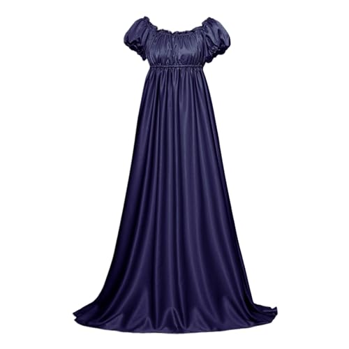 Cvanxluy Mittelalterliches Kostüm Damen Renaissance Halloween Party Maxi-Robe Ballkleid Renaissance Schwarz Partykleid Abendkleid Retro Vintage-Fee Maxikleid Accessoires Gothic Bound Kleidung von Cvanxluy