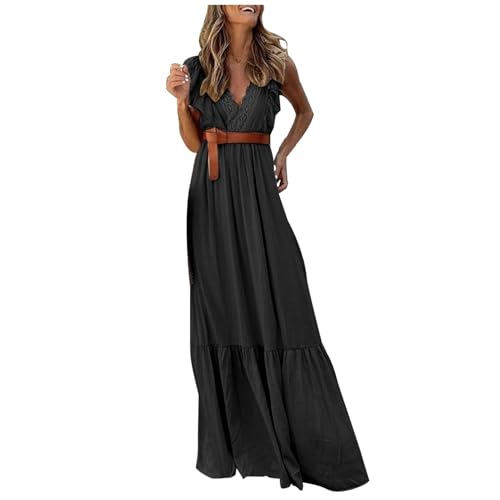 Cvanxluy Sommerkleid Damen Große Größen Ärmellos Große Größen Kleider Sommerkleid Sommer Elegant Lang Kleid Sundress Freizeit Casual Strandkleid Dress Leicht Maxi Freizeitkleid Maxikleid von Cvanxluy